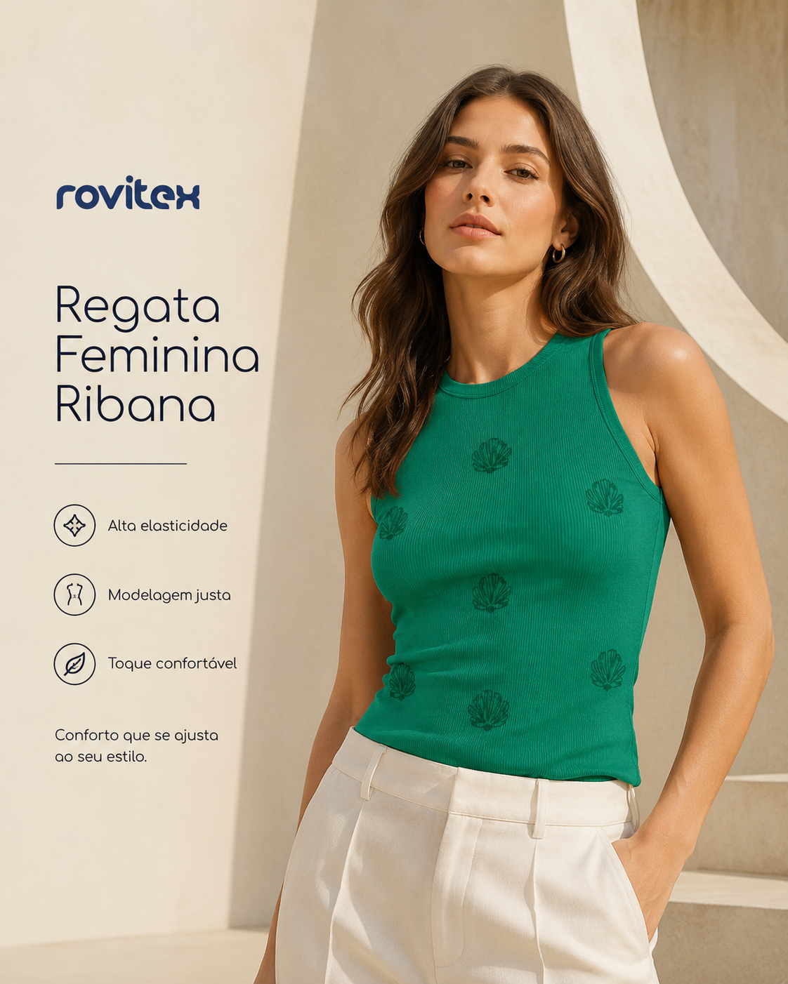 Regata Feminina Ribana Com Estampa Rovitex 6177005