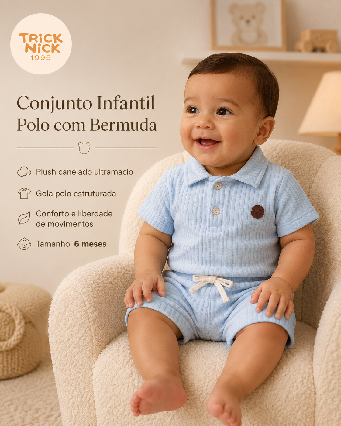 Conjunto Infantil Polo Com Bermuda Trick Nick 1028050