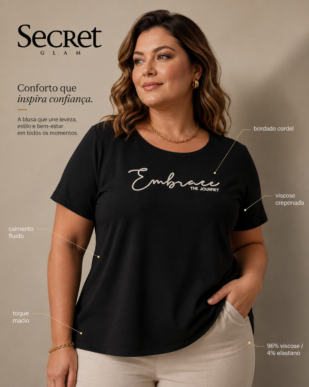 Blusa Feminina Com Bordado Secret Glam S02155