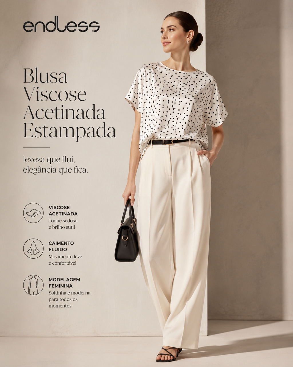 Blusa Feminina Viscose Acetinada Estampada E6111