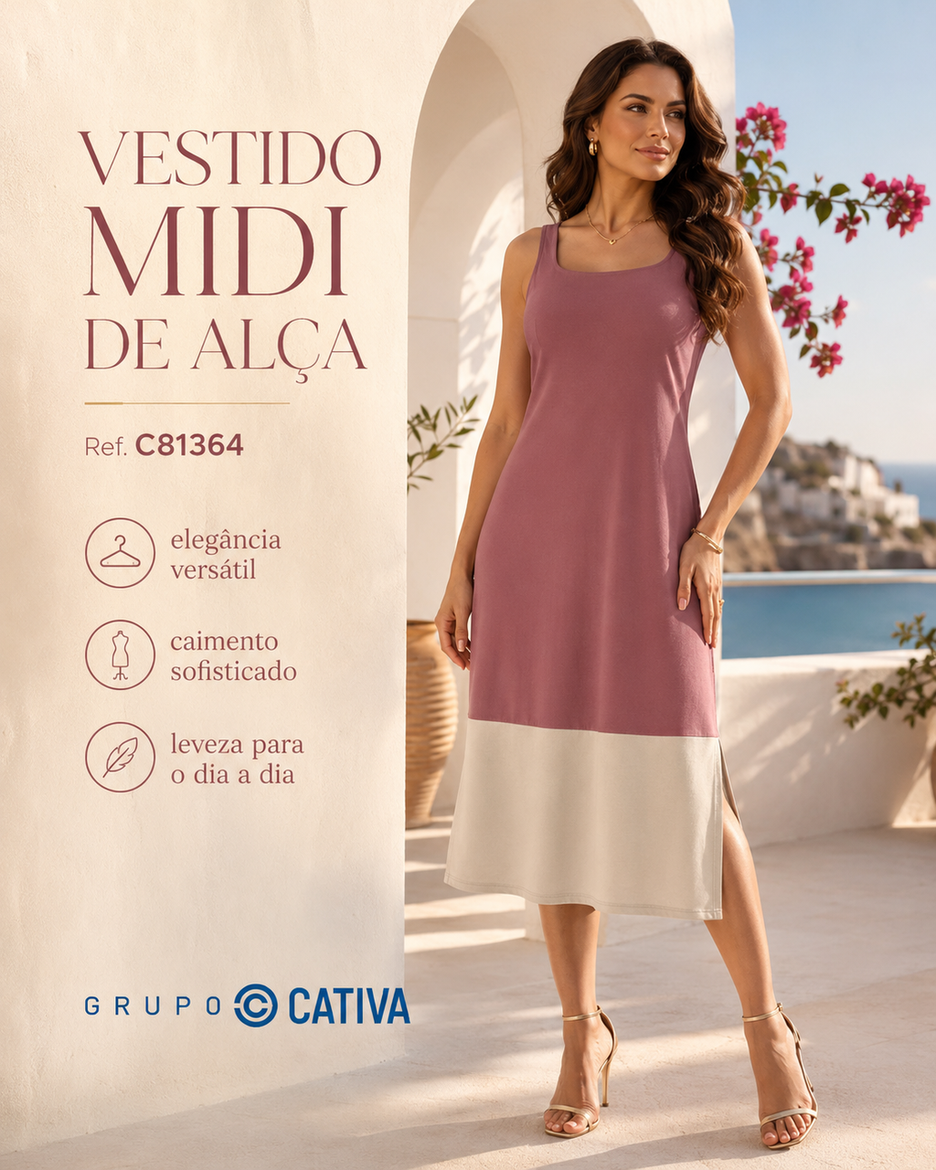 VESTIDO MIDI DE ALÇA Ref.: C81364