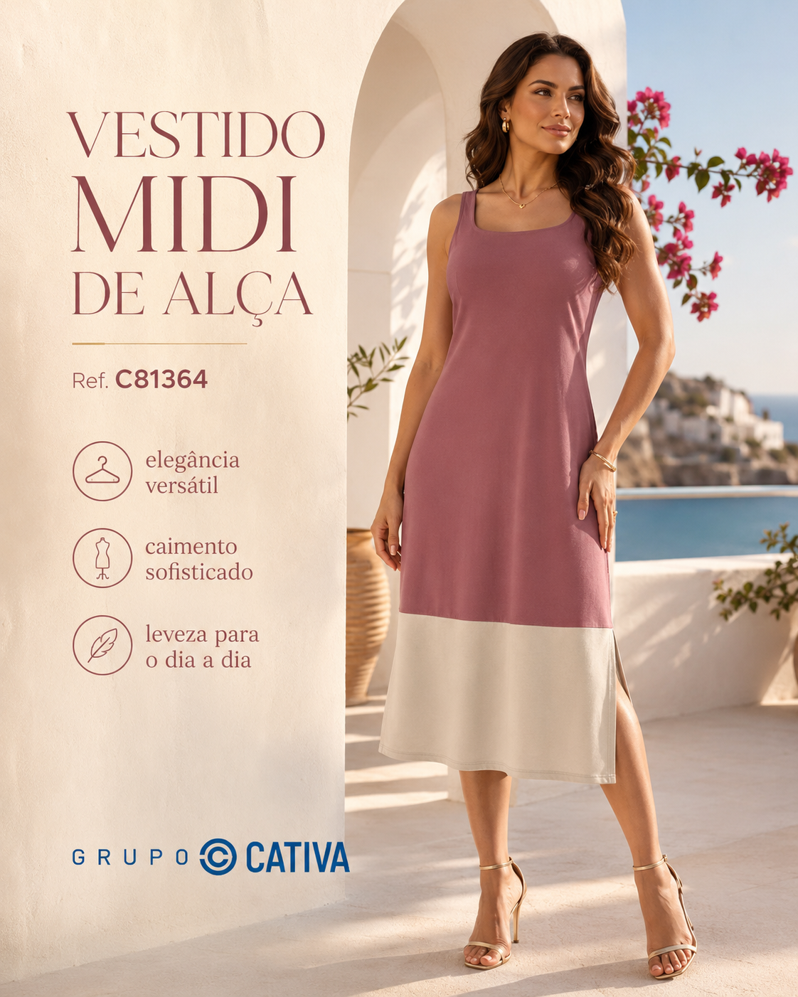 VESTIDO MIDI DE ALÇA Ref.: C81364