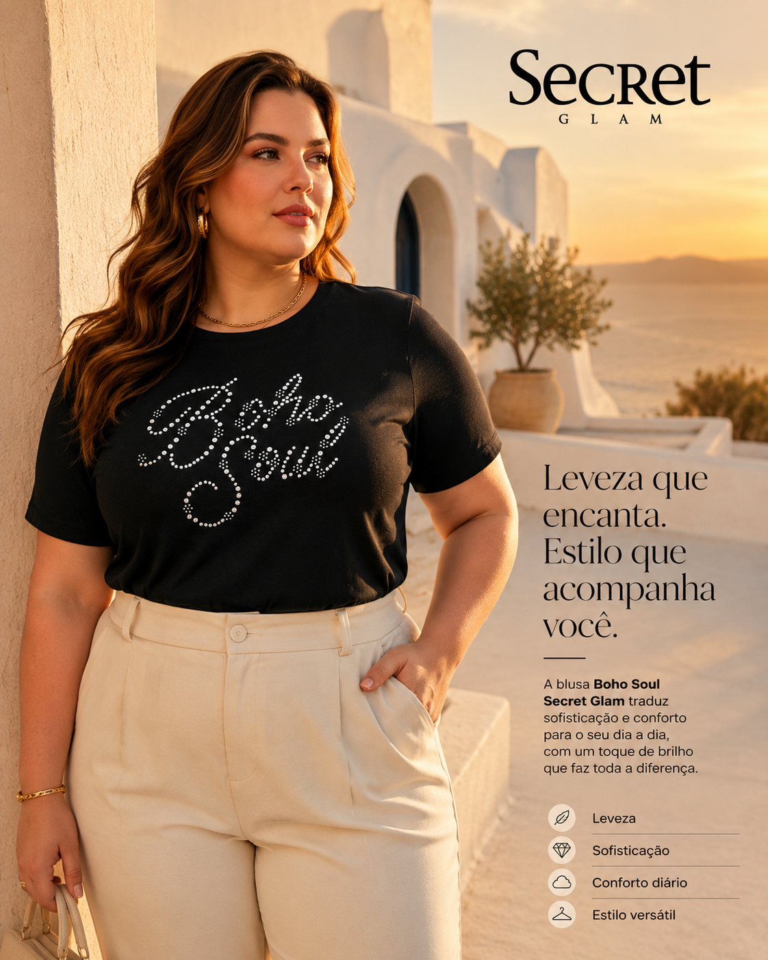 Blusa Feminina Manga Curta Secret Glam S02119