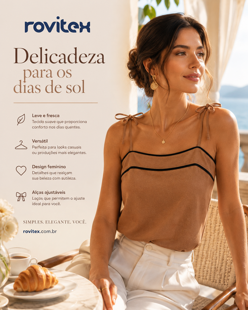 Blusa Feminina De Alça Em Viscose Lisa Endless E16098