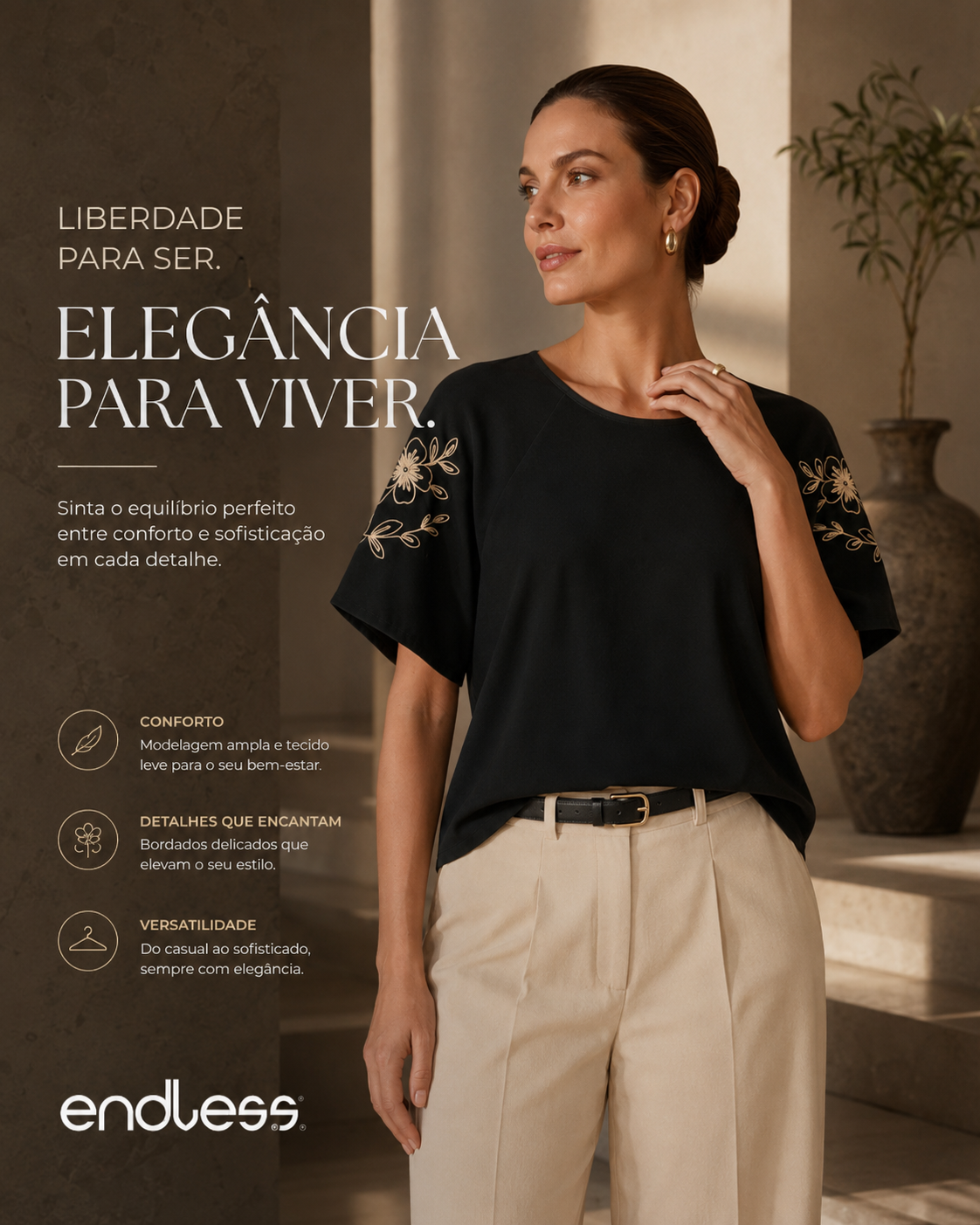 Blusa Feminina Com Bordado E Manga Raglan Endless E16063