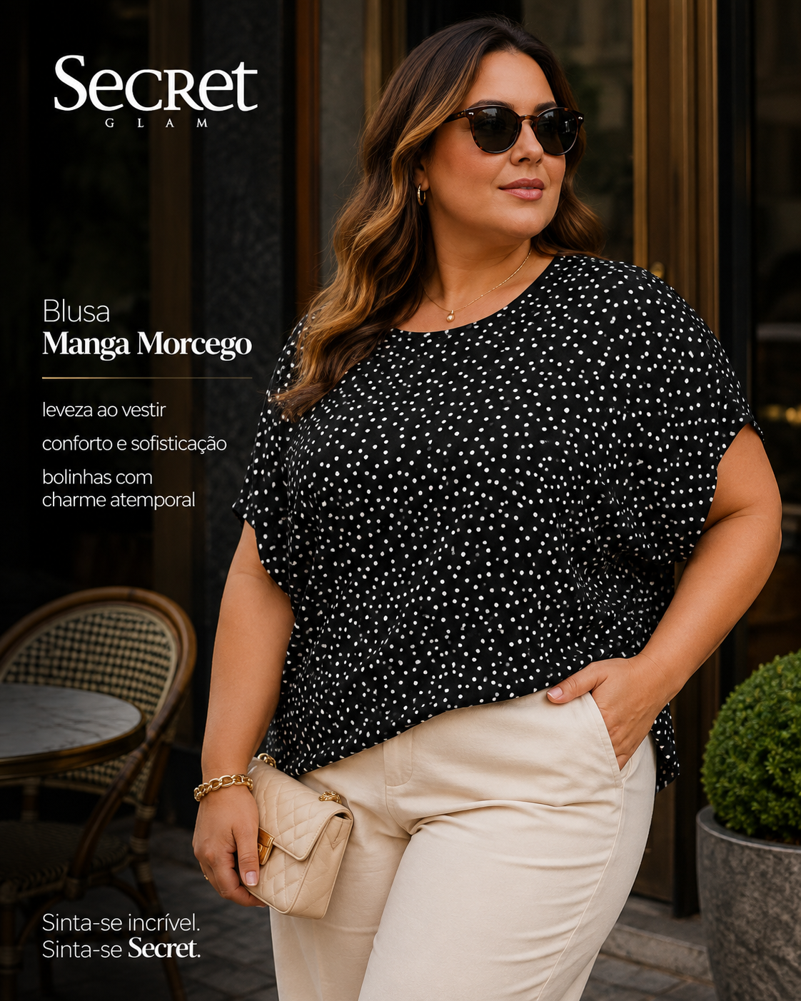 Blusa Feminina Manga Morcego Secret Glam S02130