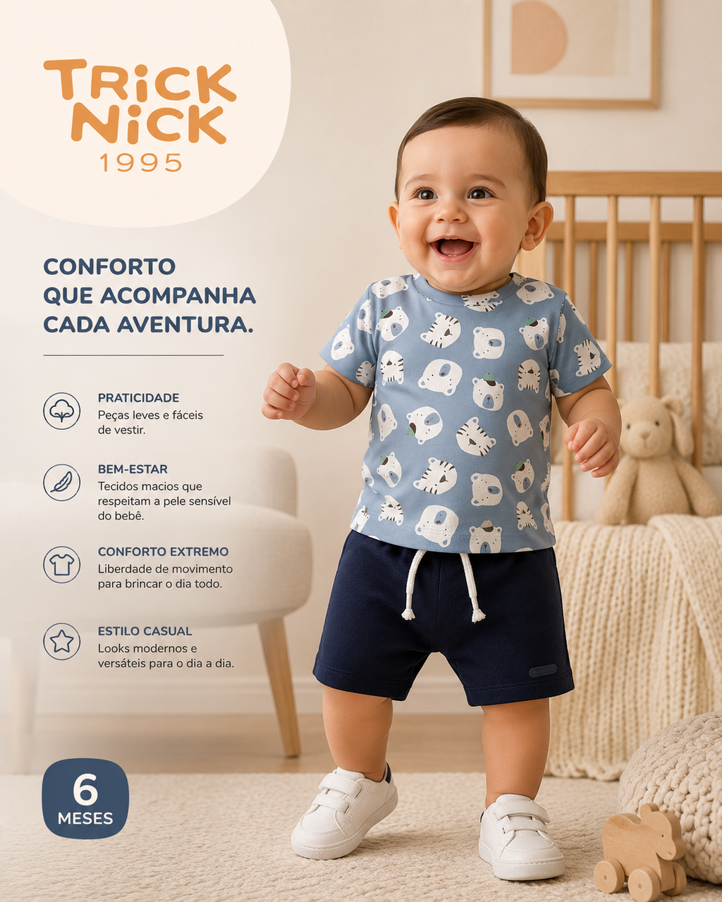 Conjunto Infantil Camiseta Com Bermuda Trick Nick 1027360