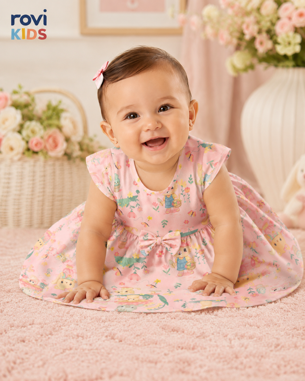Vestido Infantil Estampado Malha Rovi Kids 6146250