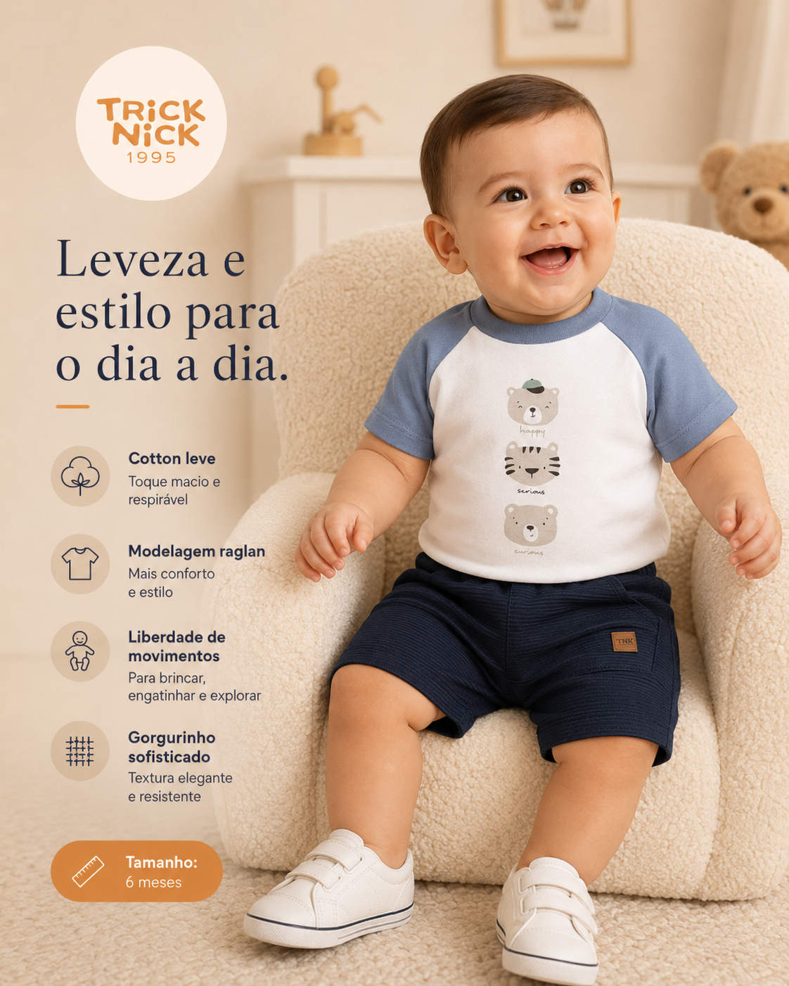 Conjunto Infantil Camiseta Com Bermuda Trick Nick 1027380