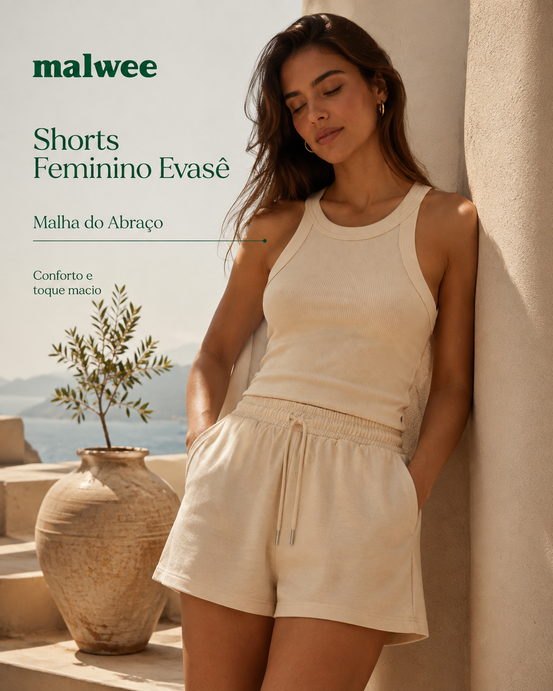 Shorts Feminino Evasê Bolso Faca Em Malha Do Abraço Ref.: 100013890501974