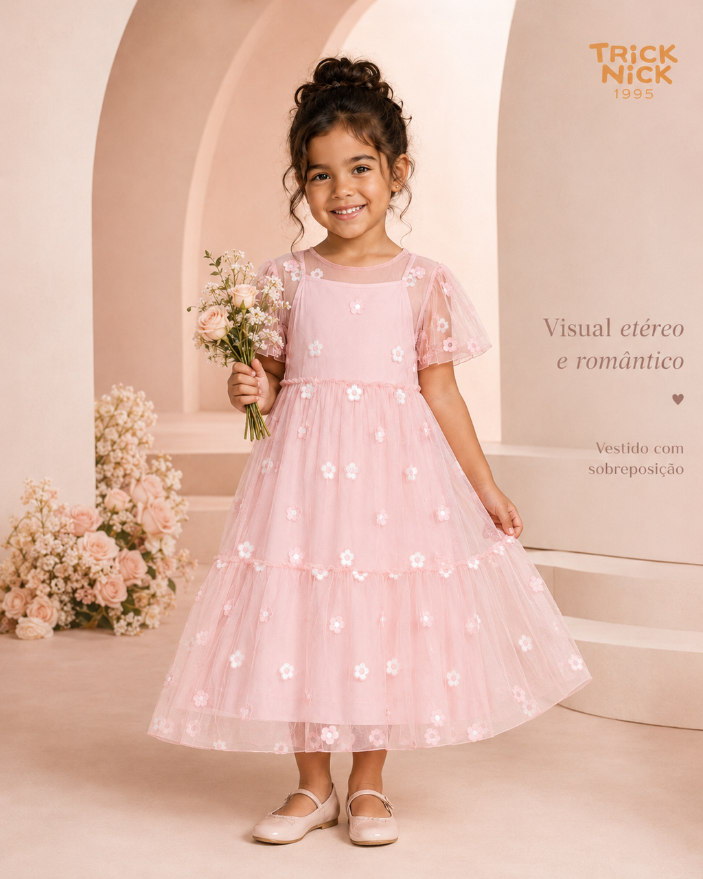 Vestido Infantil Com Sobreposição Trick Nick 1171412