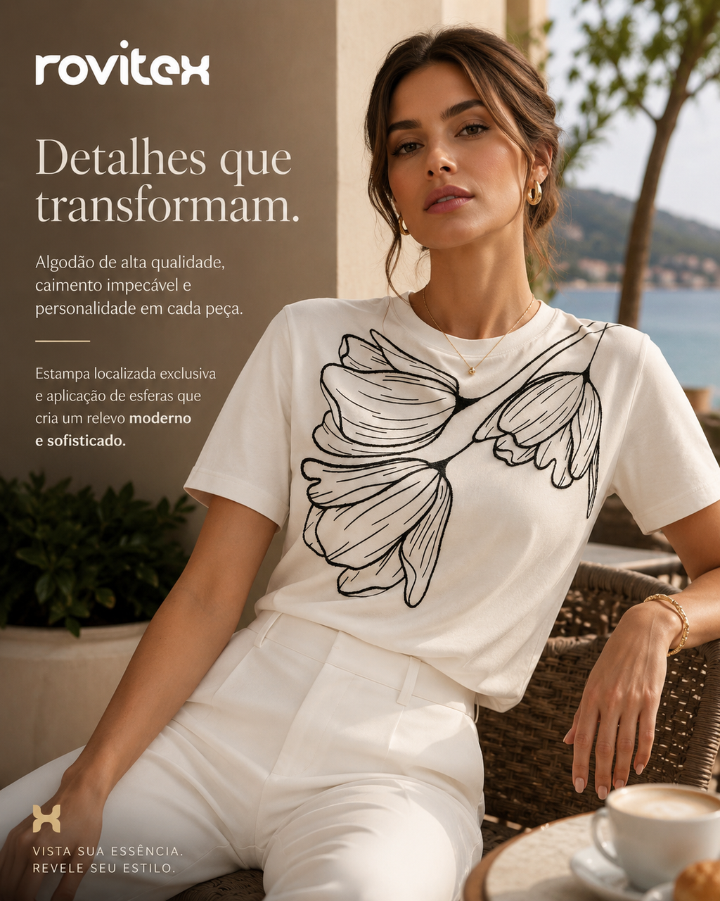 Camiseta Feminina Meia Malha Com Estampa Rovitex 6177635