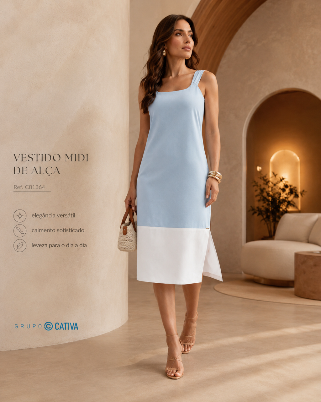 VESTIDO MIDI DE ALÇA
Ref.: C81364