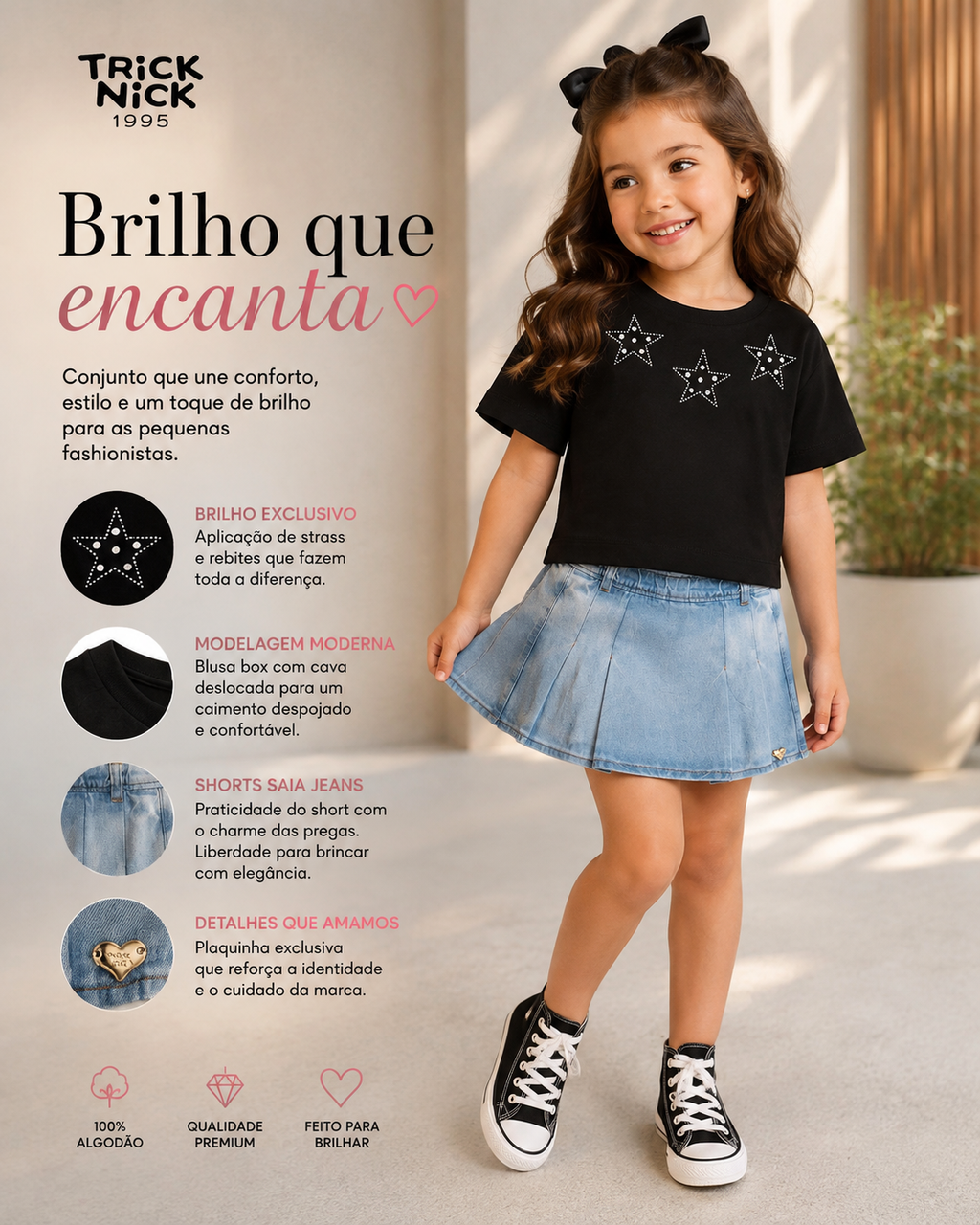 Conjunto Blusa Com Shorts Saia Jeans Trick Nick 1171003
