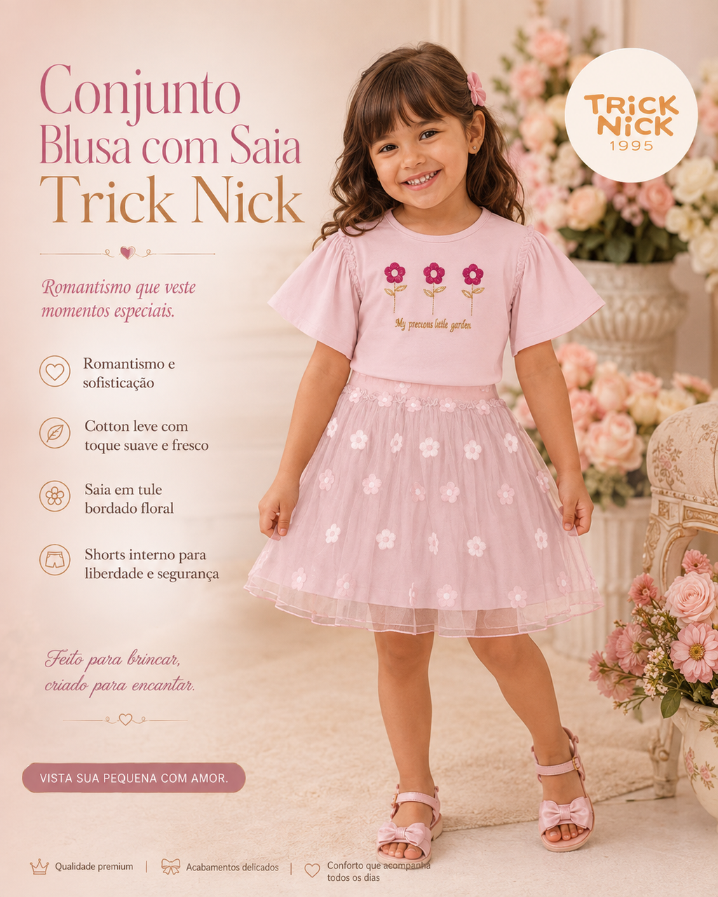 Conjunto Infantil Blusa Com Saia Trick Nick 1171422