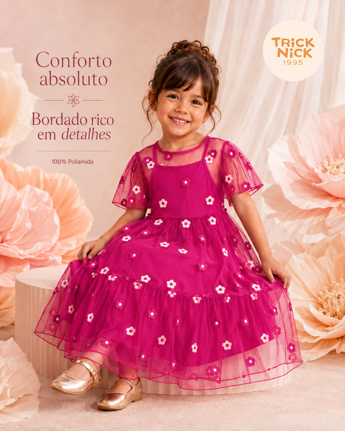Vestido Infantil Com Sobreposição Trick Nick 1171412