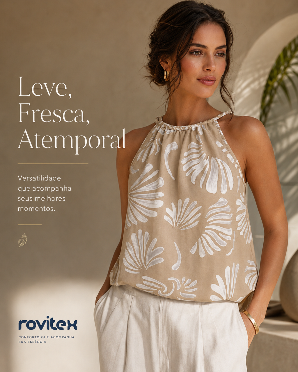 Blusa Feminina Com Alça Meia Malha Rovitex Marrom