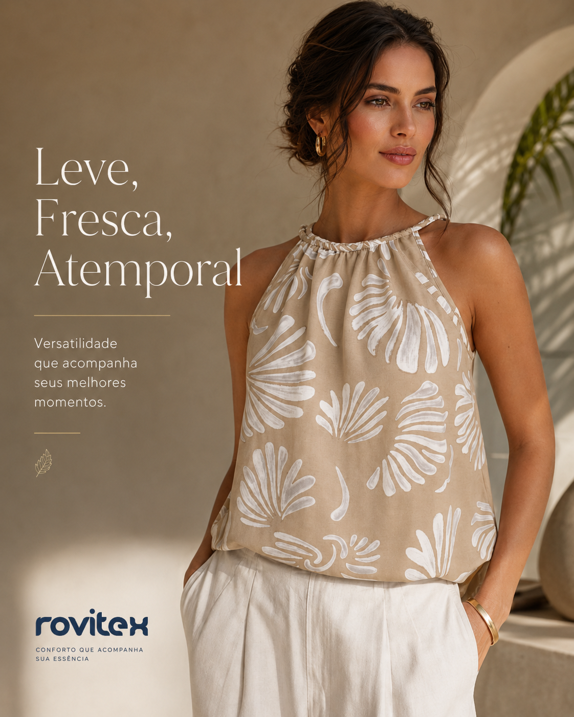 Blusa Feminina Com Alça Meia Malha Rovitex Marrom