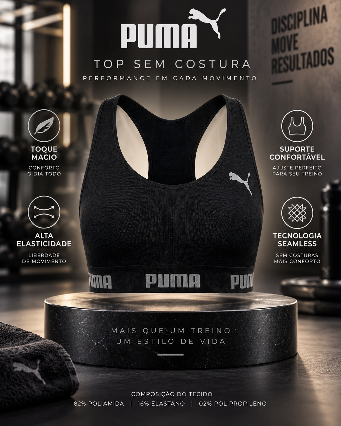 Top puma sem costura