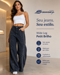 Calça Jeans Sawary Wide Leg Petit Brilho - 283313 (No Lycra)