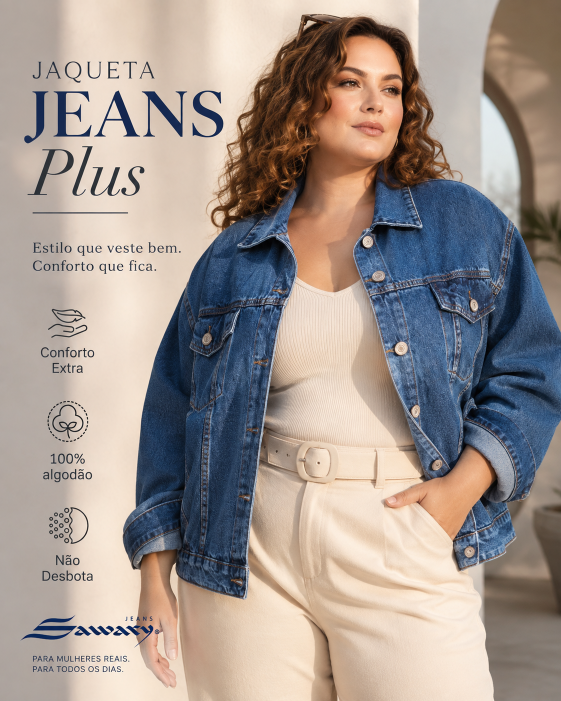 Jaqueta Jeans Sawary Plus Size - 282493 (No Lycra)