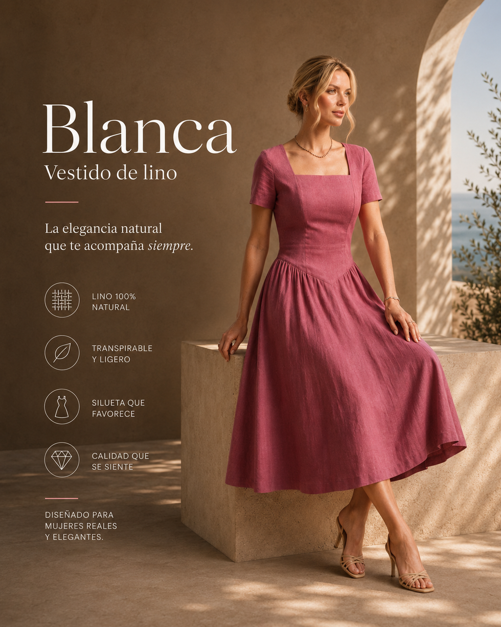 Vestido Midi em Tecido em Linho - Ref: G80417