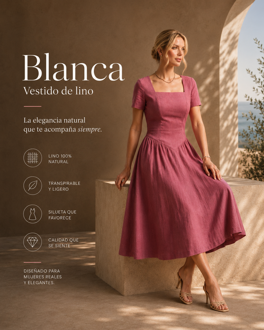 Vestido Midi em Tecido em Linho - Ref: G80417