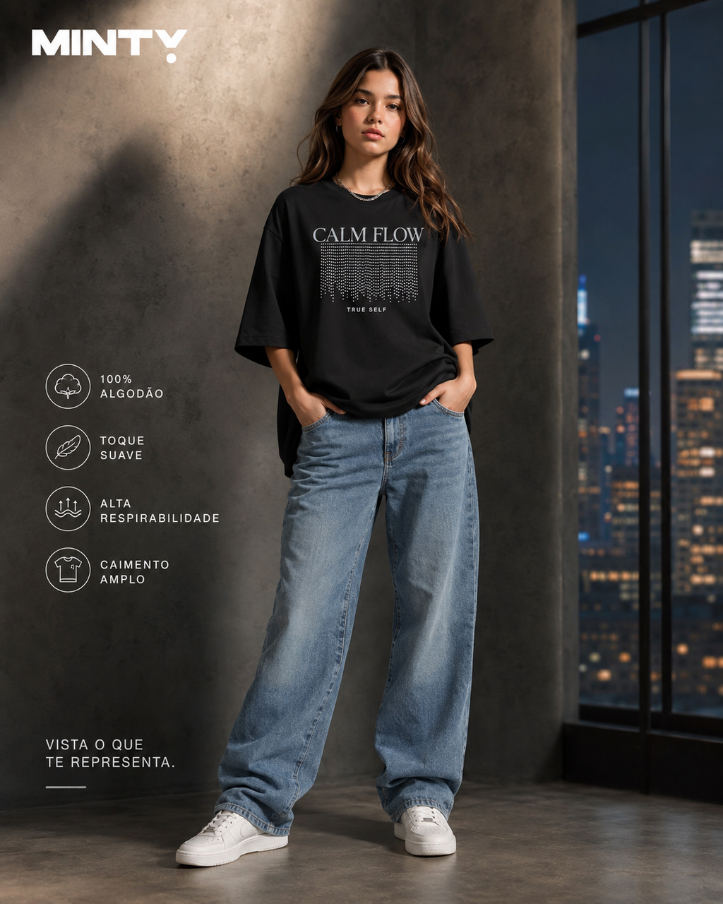 T-Shirt Feminina Meia Malha Com Estampa Minty M00562
