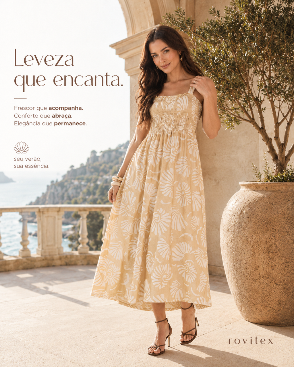 Vestido Midi Feminino Meia Malha Estampado Rovitex 6177025