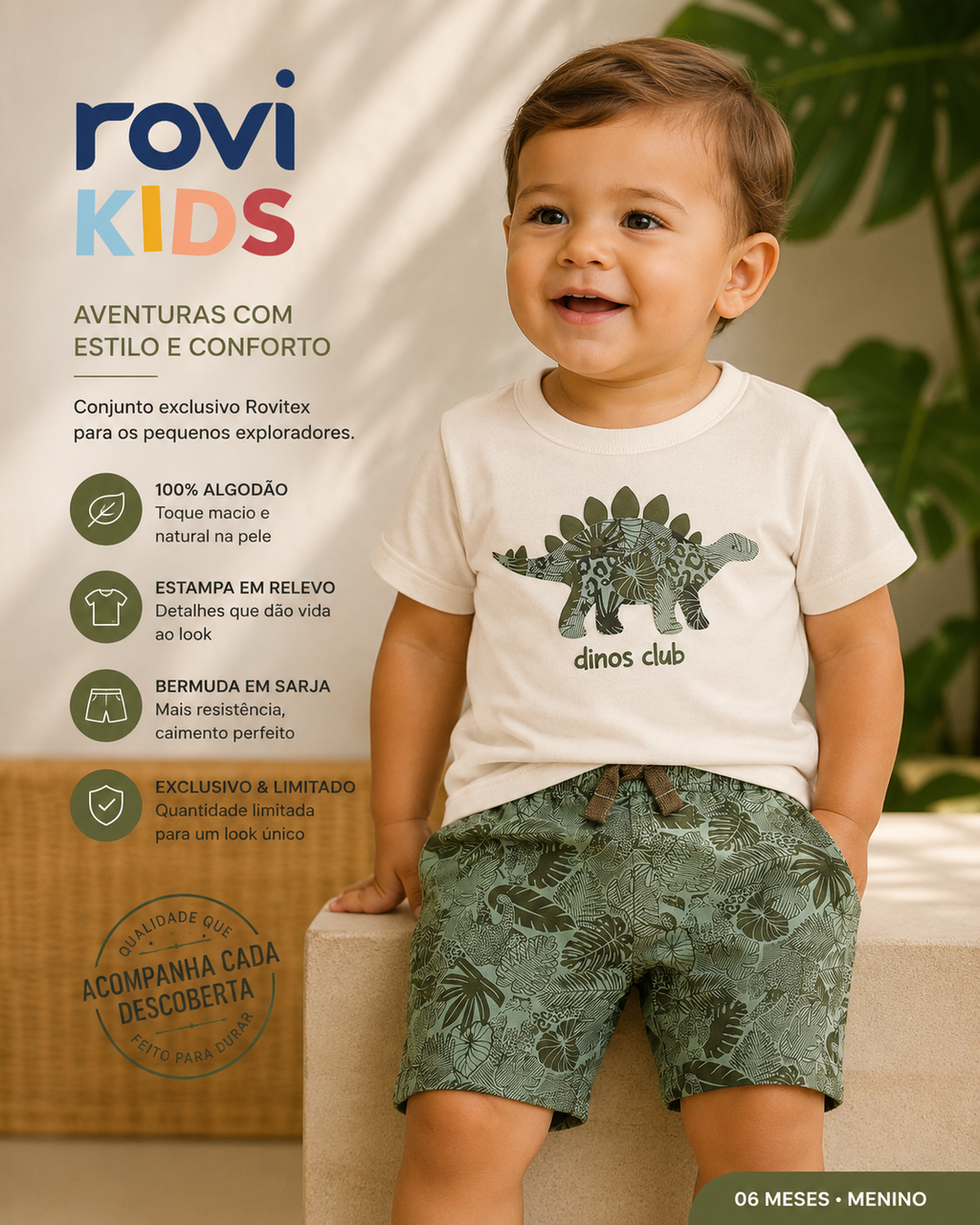 Conjunto Camiseta Com Bermuda Infantil Rovi Kids 3029530