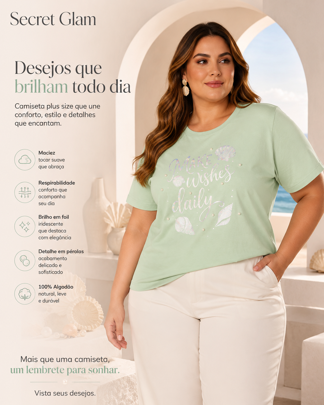 T- Shirt Feminina Com Estampa Secret Glam S02113