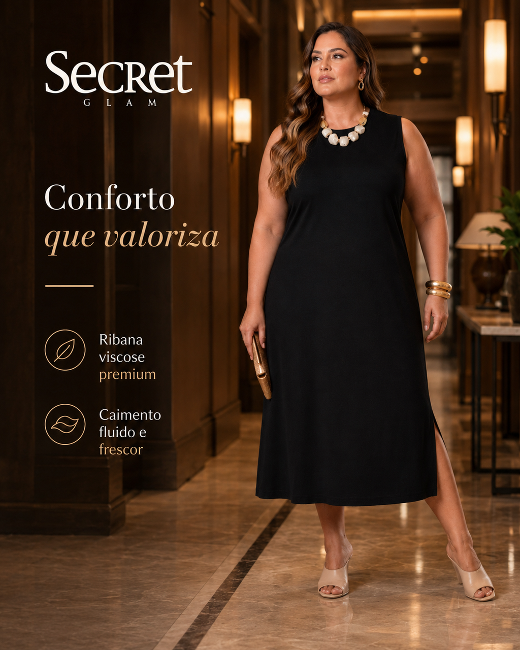 Vestido Feminino Midi Plus Size SB02165