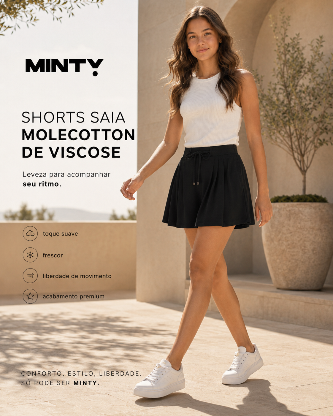 Shorts Saia Feminino Molecotton De Viscose Minty M00575