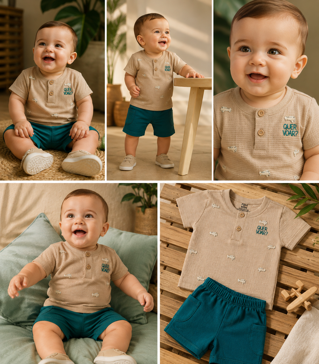 Conjunto Camiseta Com Bermuda Infantil Rovi Kids
 Código: 3029110