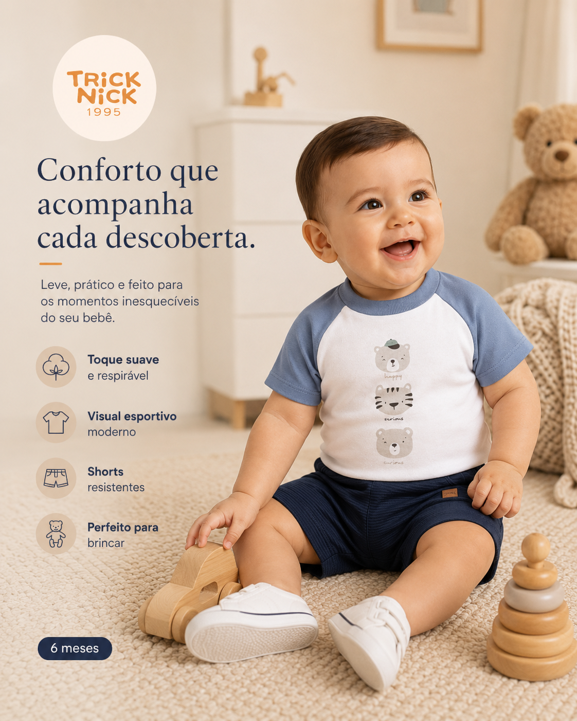 Conjunto Infantil Camiseta Com Bermuda Trick Nick 1027380