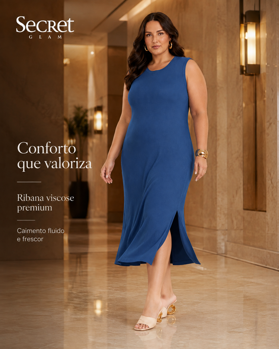 Vestido Feminino Midi Plus Size SB02165