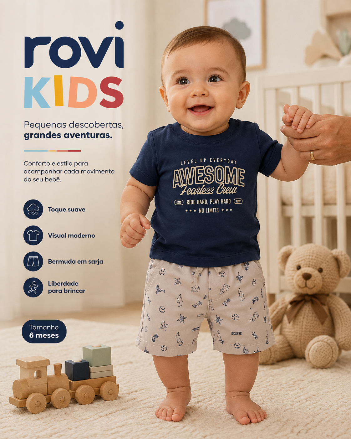 Conjunto Camiseta Com Bermuda Infantil Rovi Kids 3029550