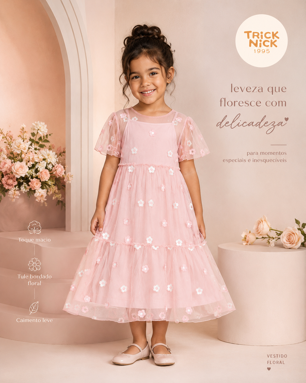 Vestido Infantil Com Sobreposição Trick Nick 1171412