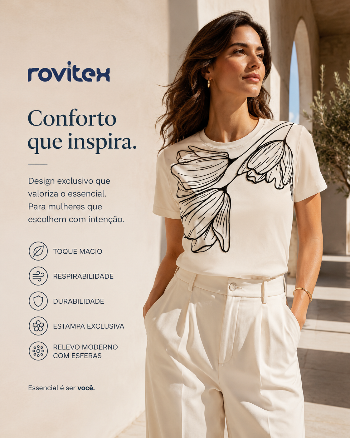 Camiseta Feminina Meia Malha Com Estampa Rovitex 6177635