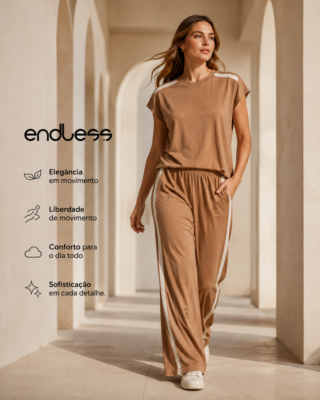 Conjunto Feminino Blusa Com Calça Em Visco Endless E16153