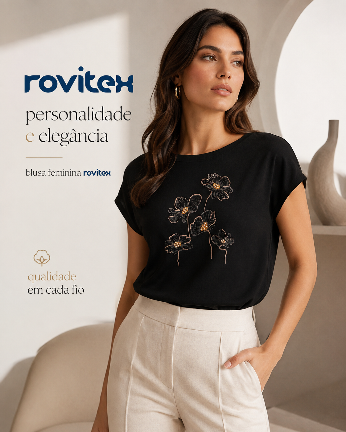 Blusa Feminina Viscotorcion E Viscose Rovitex 6177445