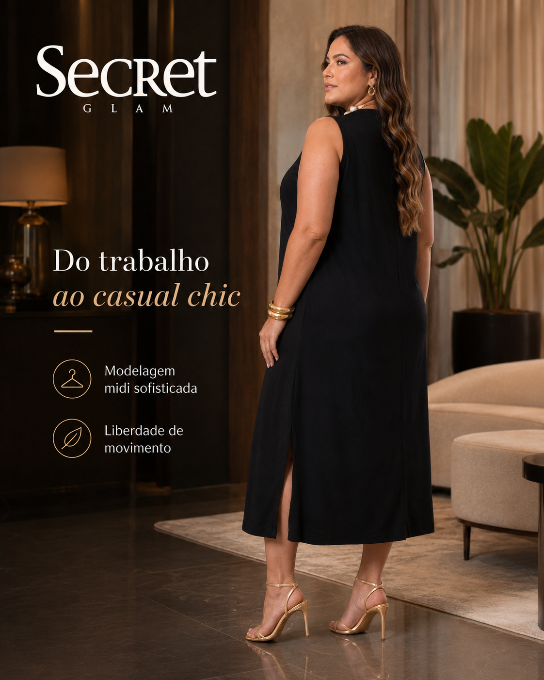 Vestido Feminino Midi Plus Size SB02165