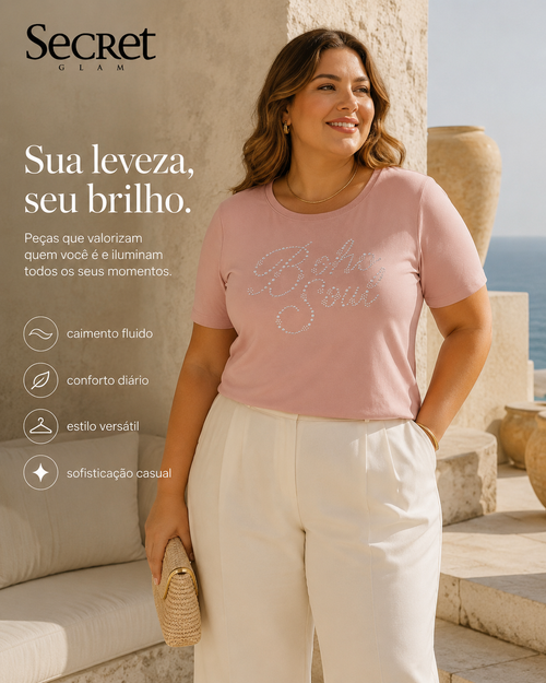 Blusa Feminina Manga Curta Secret Glam S02119