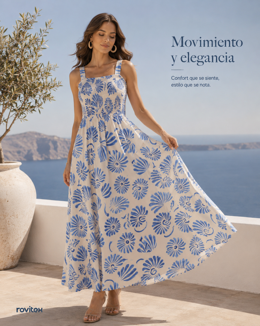 Vestido Midi Feminino Meia Malha Estampado Rovitex 6177025