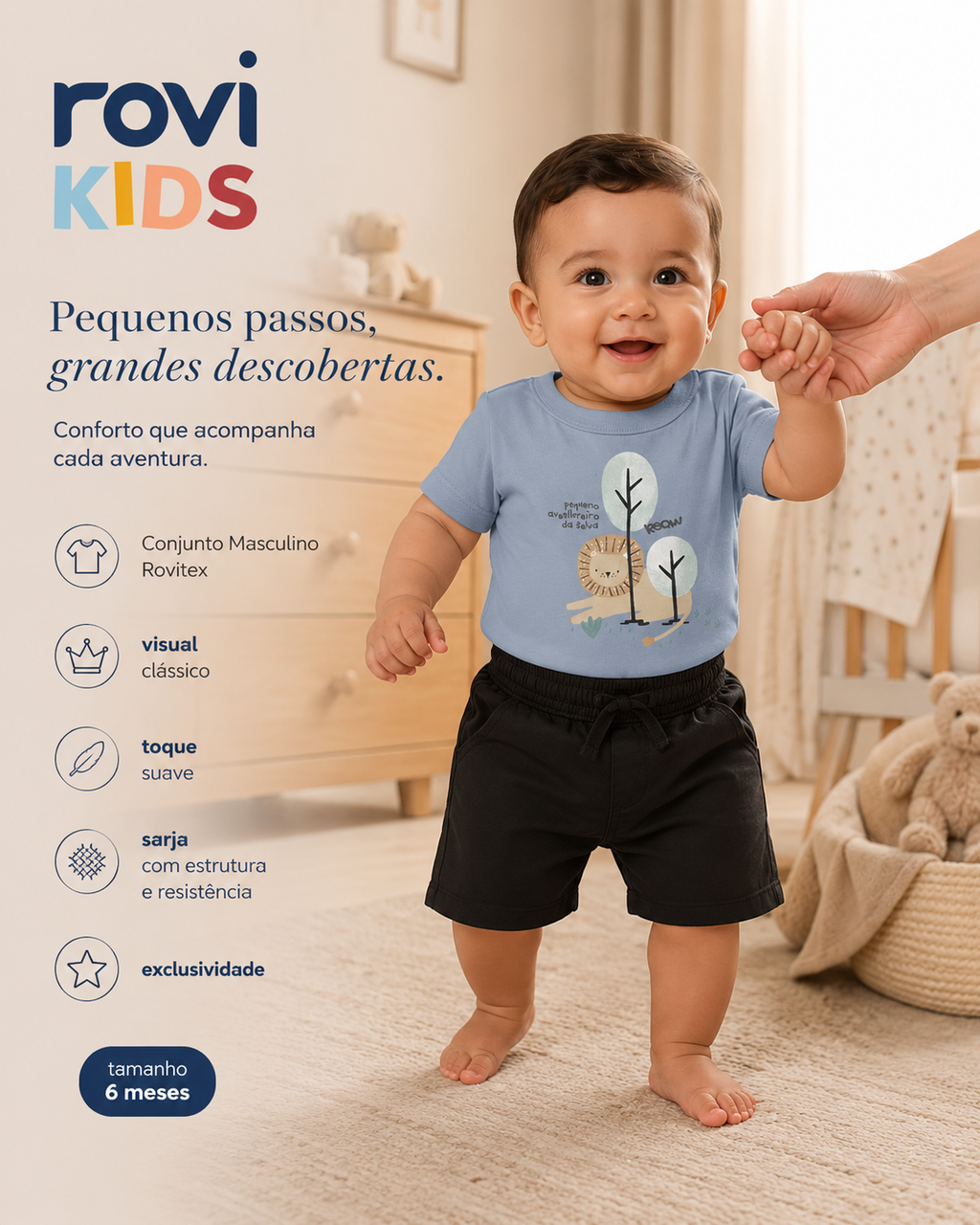 Conjunto Camiseta Com Bermuda Infantil Rovi Kids 3029470