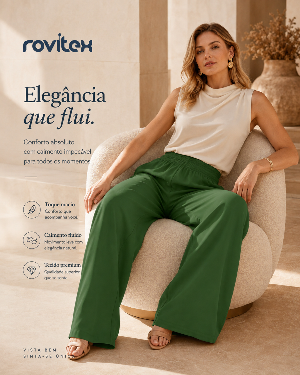 Calça Feminina Pantalona Tecido Viscose Rovitex 6196995