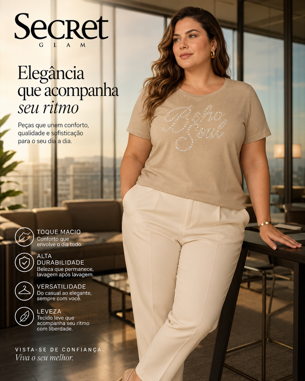 Blusa Feminina Manga Curta Secret Glam S02119
