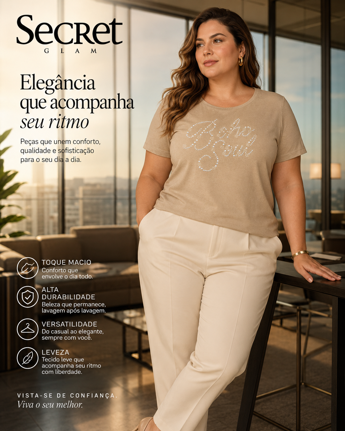 Blusa Feminina Manga Curta Secret Glam S02119