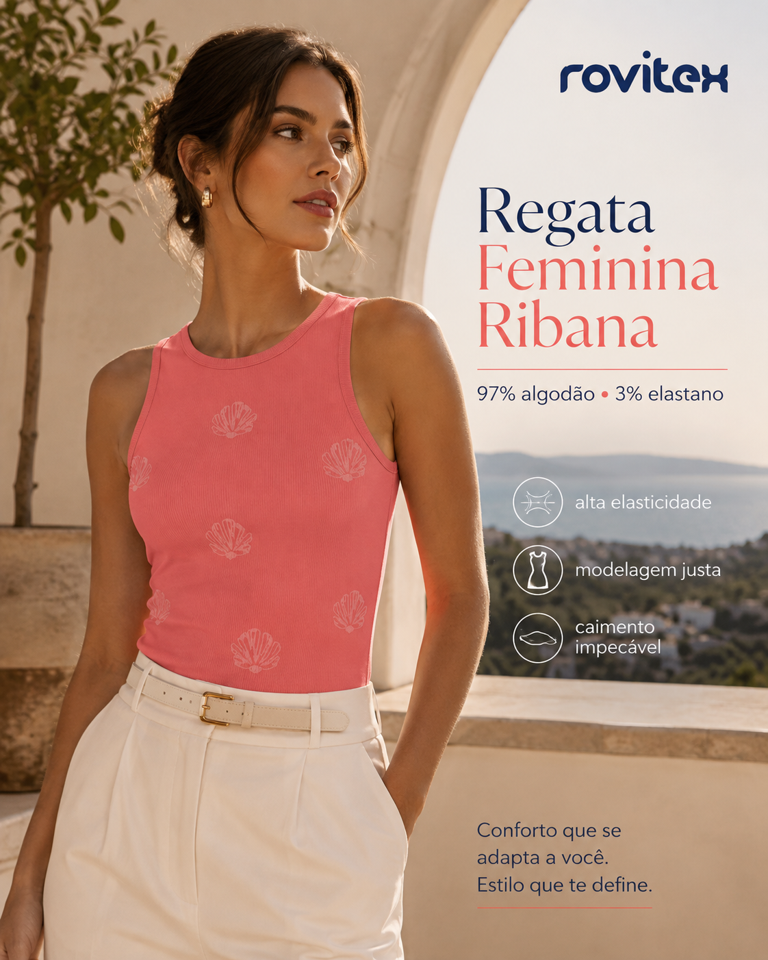 Regata Feminina Ribana Com Estampa Rovitex 6177005