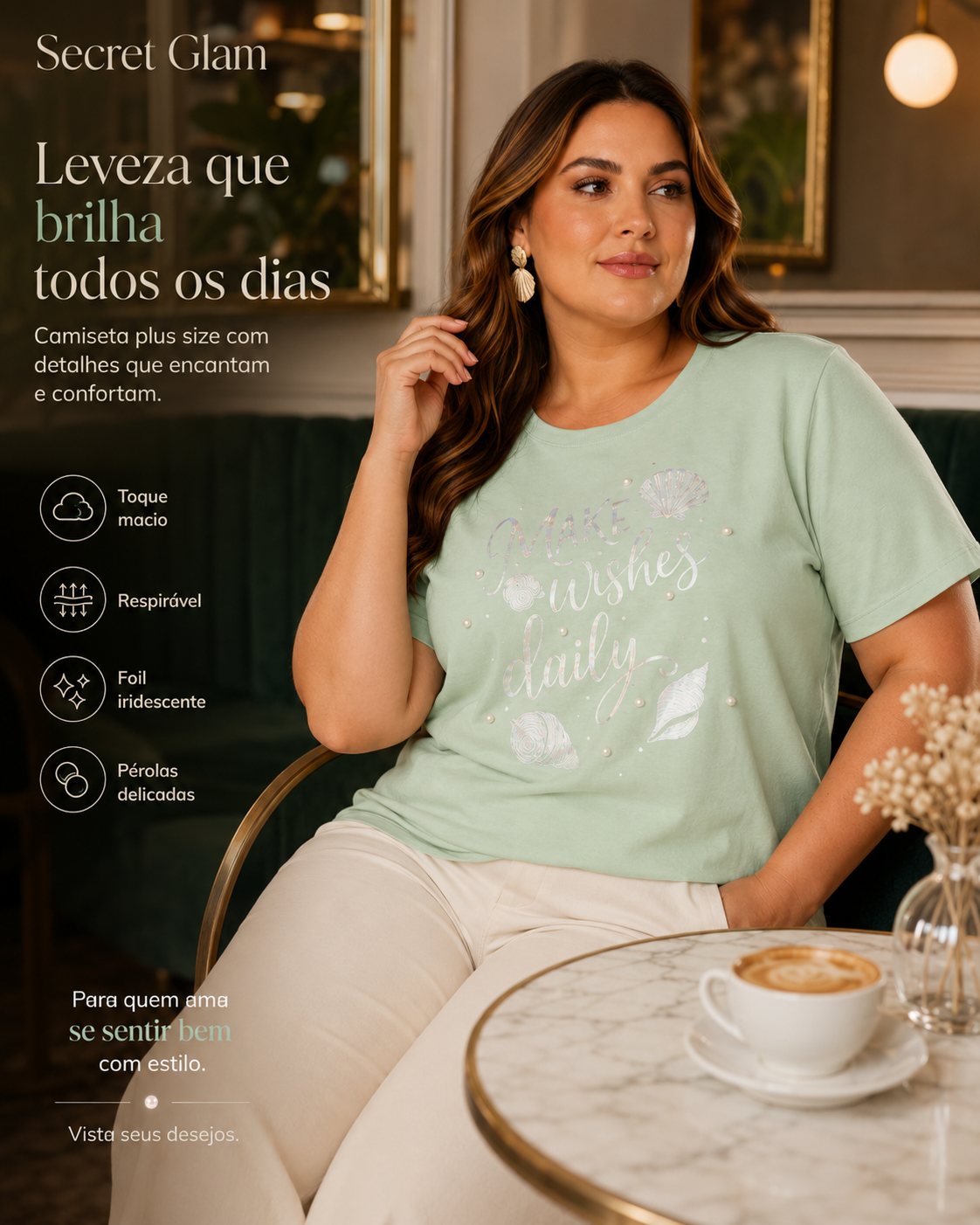 T- Shirt Feminina Com Estampa Secret Glam S02113